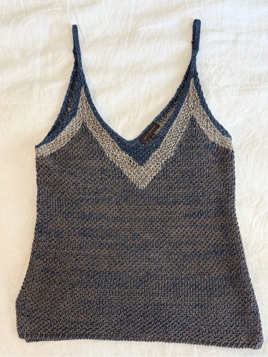 Adolfo Dominguez Tops - Adolfo Dominguez Knit Chevron Tank Top Blue Beige XS